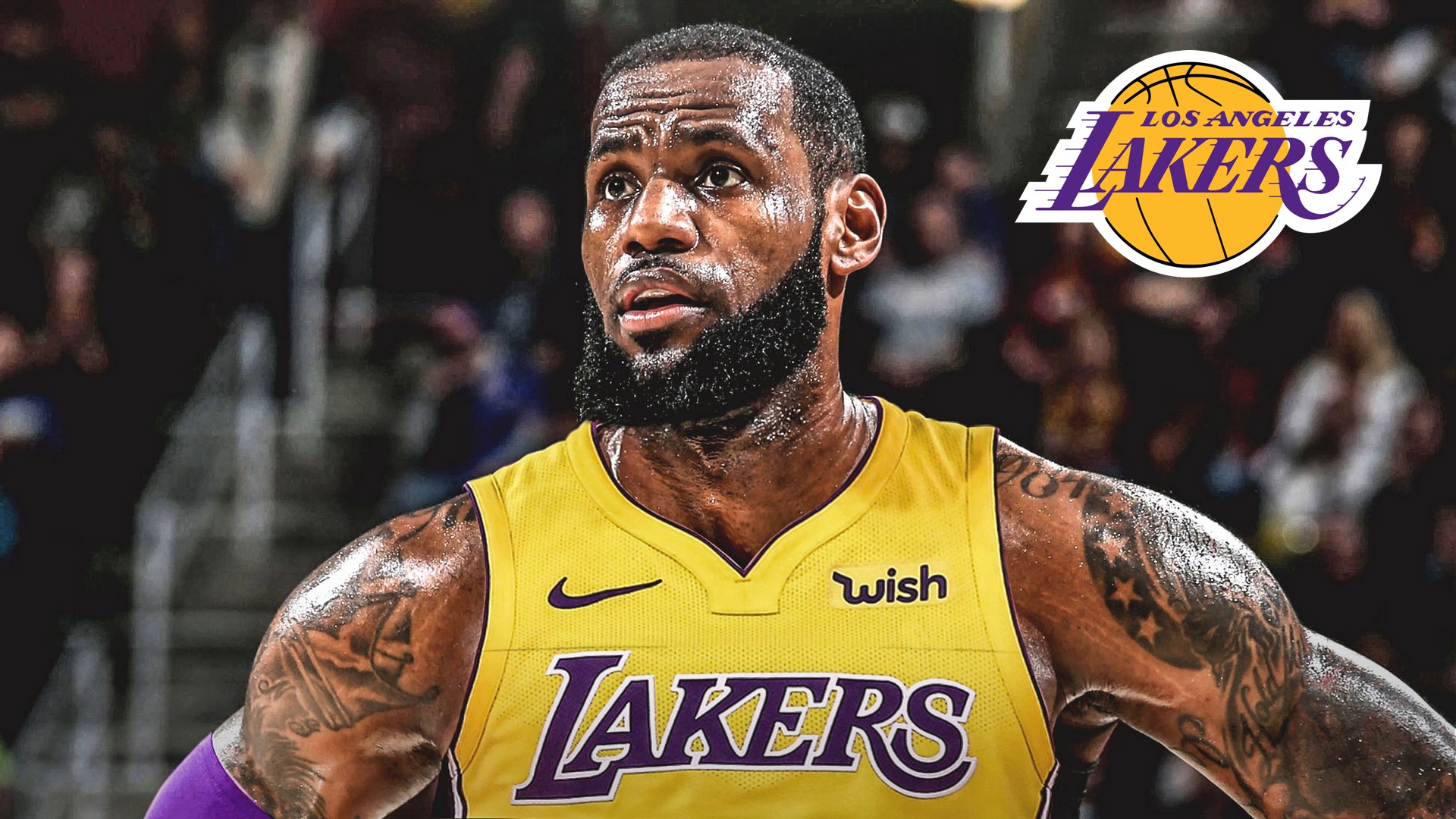 LeBron James Lakers Jersey Wallpaper HD with image dimensions 1920x1080 pixel. You can make this wallpaper for your Desktop Computer Backgrounds, Windows or Mac Screensavers, iPhone Lock screen, Tablet or Android and another Mobile Phone device