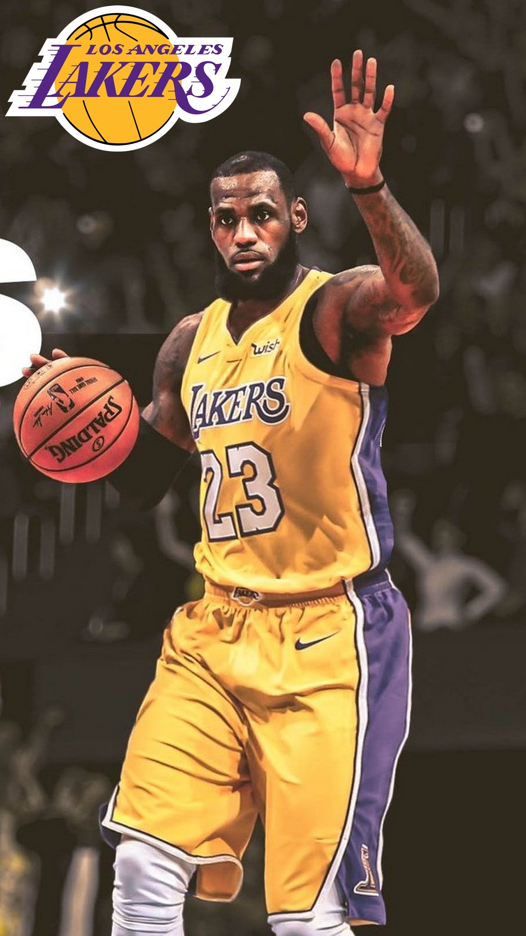LA Lakers LeBron James HD Wallpaper For iPhone with image dimensions 1080x1920 pixel. You can make this wallpaper for your Desktop Computer Backgrounds, Windows or Mac Screensavers, iPhone Lock screen, Tablet or Android and another Mobile Phone device